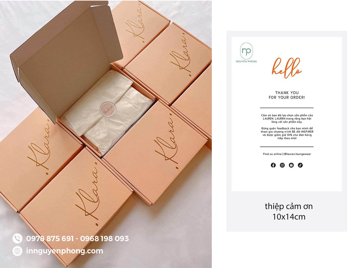 Thiệp cảm ơn đi kèm trong hộp quần áo